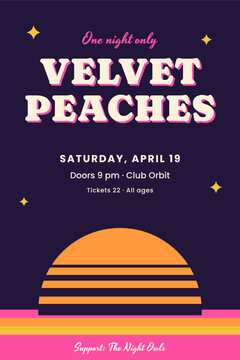 Soul band concert poster with purple sunset stripes