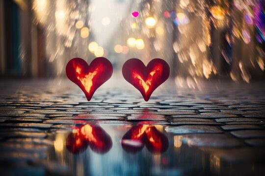 Gentle glow illuminates loving souls. Soft lighting fosters intimate and heartfelt environment. Tender feelings illuminated by gentle streetlight with shallow focus picture