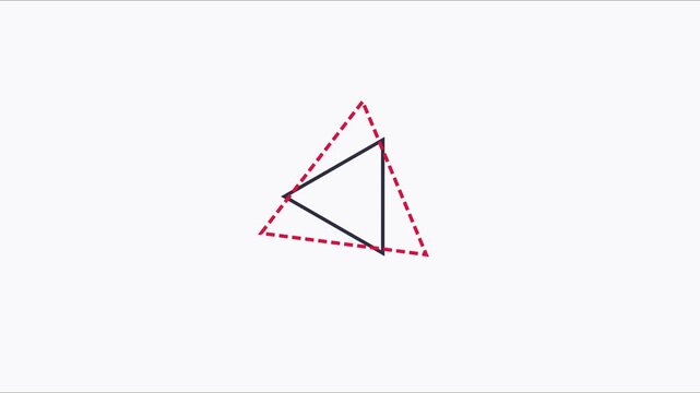 Minimalist geometric animation featuring rotating triangles on white background, geometry motion abstract