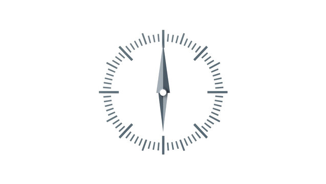 Isolated conceptual illustration of a technical compass gauge and a text P (349) display