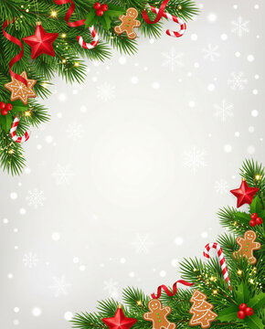 Christmas background with fir and snowflakes