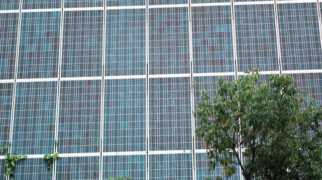 Modern Building Covered With Solar Energy Panels
