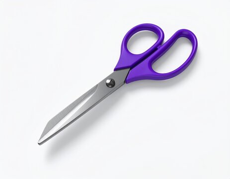 Purple scissors isolated on white for office supplies, crafting, back to school, and sewing projects