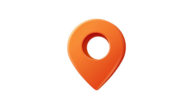 Isolated glossy orange three-dimensional location pin symbol with parking number text