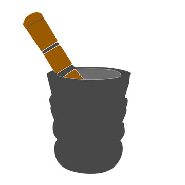 Black brown mortar pestle lesung alu traditional kitchen vector