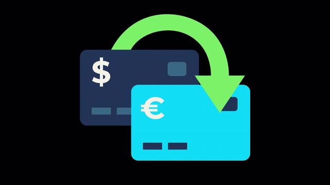 Transparent Currency Exchange Icon Linking Cards for Remittance Apps