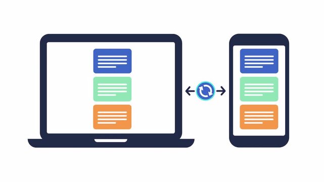 Transparent Laptop Smartphone Sync Icon for Cross Device Software