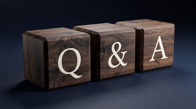 Q a wooden blocks on blue background for questions and answers