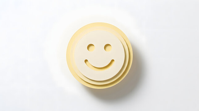 Smiling face icon on white background with shadow effect