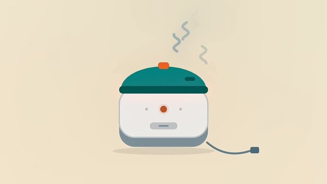 Minimalist Flat Design Illustration of a Modern Steaming Kitchen Appliance.