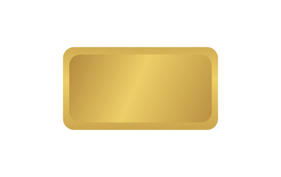 Metallic gold gradient rectangular button with rounded corners and subtle inner bevel for web user interface and label applications.