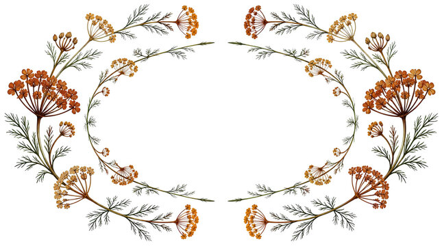 Dried Flower Frame with Botanical Wreath and Copy Space