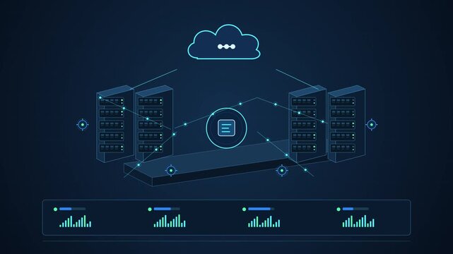 Motion Video Cloud Computing and Data Center 4K Motion Background with Digital Network Infrastructure