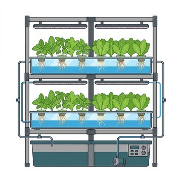Indoor Hydroponic Vertical Farming System Illustration Vector Background Isolated on White
