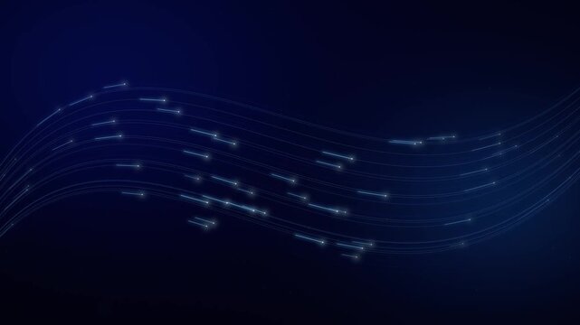 Blue flowing parallel light paths with bright data pulses animation loop