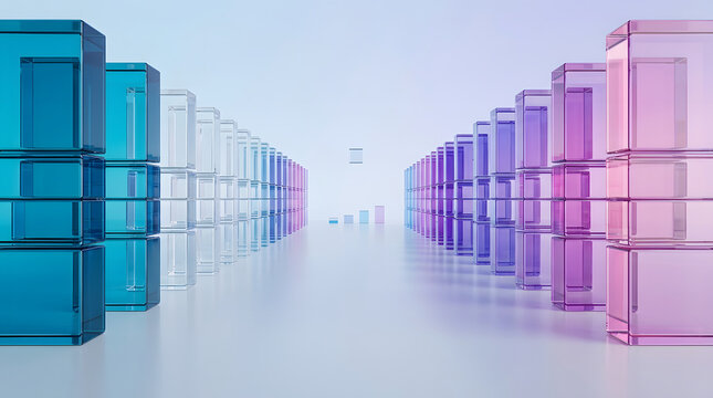 Futuristic blue purple glass transparent modern abstract background design
