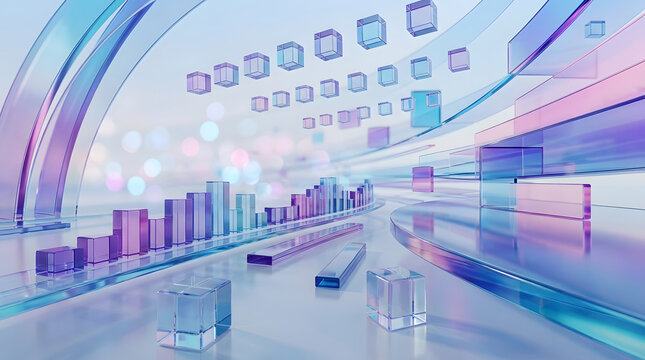 Futuristic blue purple glass transparent modern abstract background design