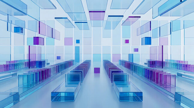 Futuristic blue purple glass transparent modern abstract background design
