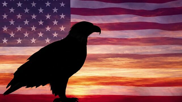Inspiring visual of an eagle, a beacon of freedom and strength, set against the revered national flag, embodying core values and national identity