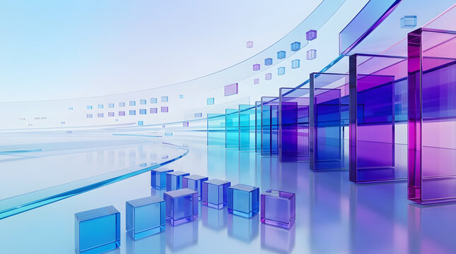 Futuristic blue purple glass transparent modern abstract background design