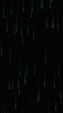 Matrix style background with green falling code digital data stream