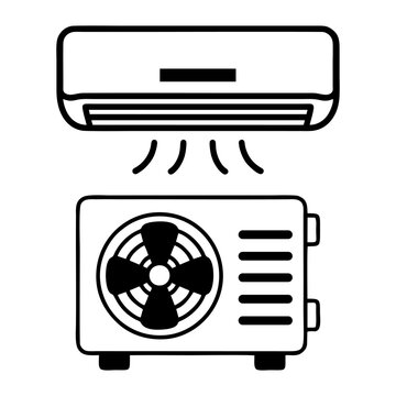 black and white AC and compressor icons