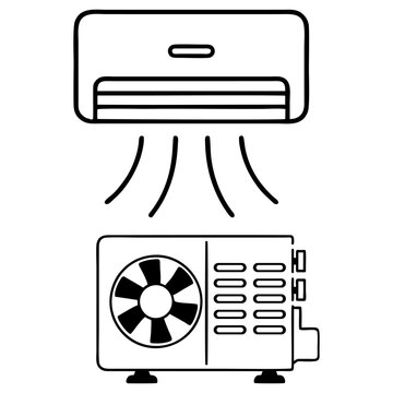 black and white AC and compressor icons