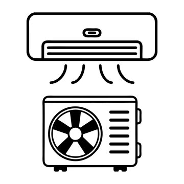 black and white AC and compressor icons