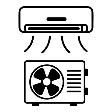 black and white AC and compressor icons