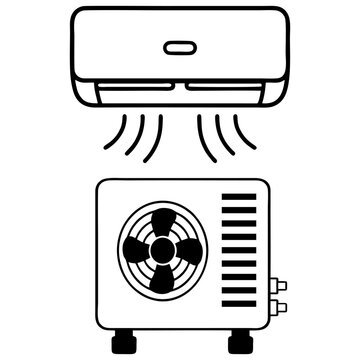 black and white AC and compressor icons