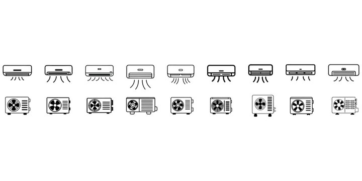 black and white AC and compressor icons
