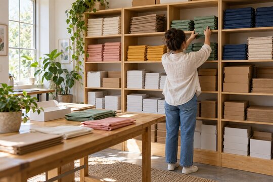 Organizing reusable packaging in a circular workroom cabinet