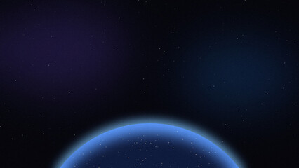 Abstract space background with a glowing blue planet horizon © binoy
