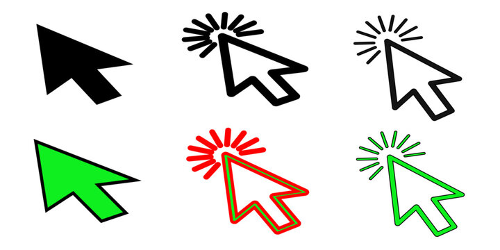 Set of computer mouse cursor pointer elements for professional digital icon design projects