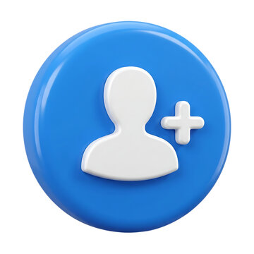 Add contact or friend icon with a blue circular background and 3d effect