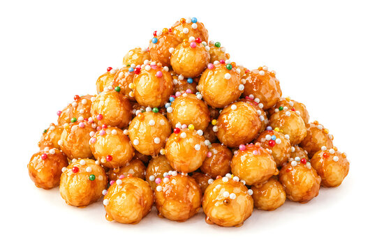 Italian Struffoli Christmas Honey Balls with Colorful Sprinkles