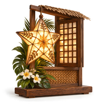 Filipino Parol Lantern with Tropical Window Decor