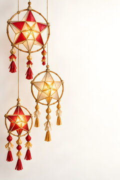 Vertical Filipino Parol Lantern Holiday Background with Copy Space
