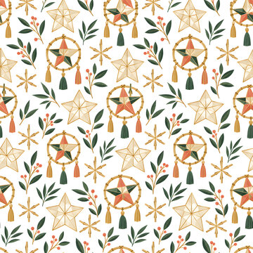 Filipino Parol Lantern Seamless Christmas Pattern