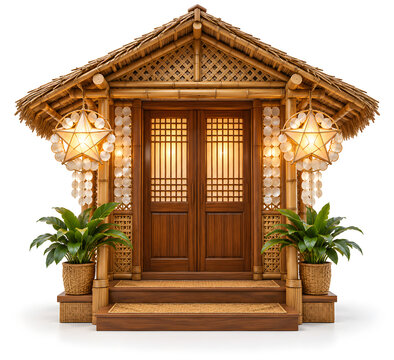 Miniature Tropical Entryway with Filipino Parol Lanterns