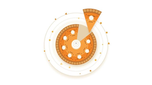 Minimalist 2D animation featuring pumpkin pie slices popping and rotating on a clean white background. Perfect for Thanksgiving promotional content and autumn holiday greetings.