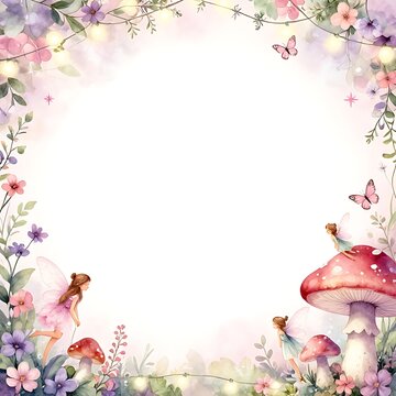 Fairy garden birthday invitation card