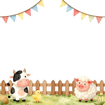 farm animals birthday card theme 