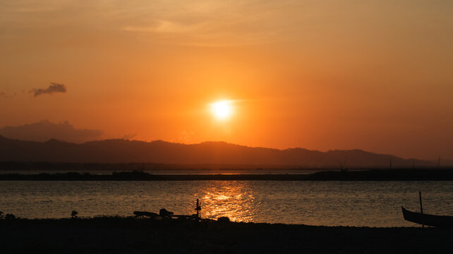Golden Sunset Over the Lake