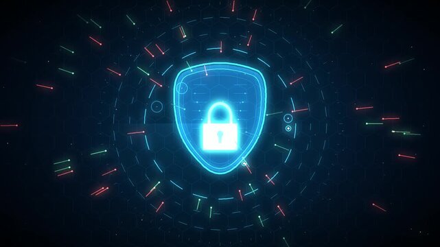 Cybersecurity Shield Lock Data Protection Abstract Loop background