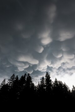 Mammoth clouds, bad weather, dramatic cloud atmosphere, thunderclouds, near Grainau, Upper Bavaria, Bavaria, Germany