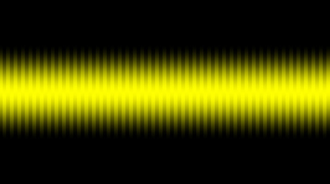 Horizontal glowing yellow sound wave line effect with blurred vertical spikes on dark black background
