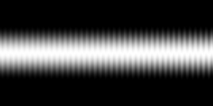 Horizontal glowing white sound wave line effect with blurred vertical spikes on dark black background