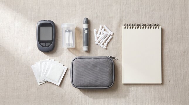 Diabetes Care Kit: Glucose Meter, Lancets, Test Strips & Notebook