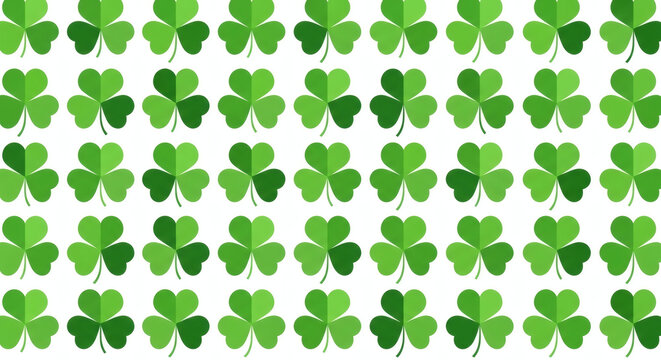 Seamless Pattern with Green Four Leaf Clovers